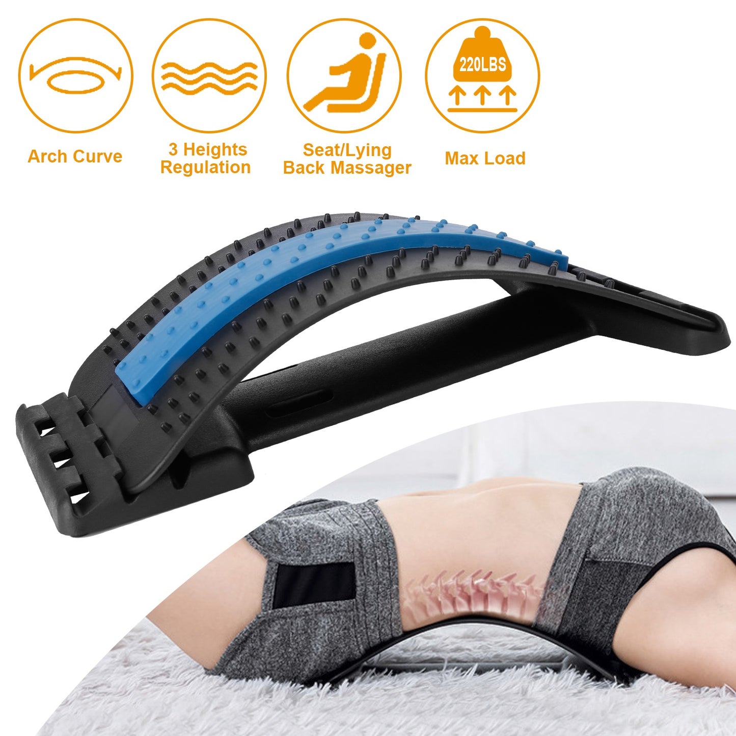 back stretcher features overview with arch curve and height levels