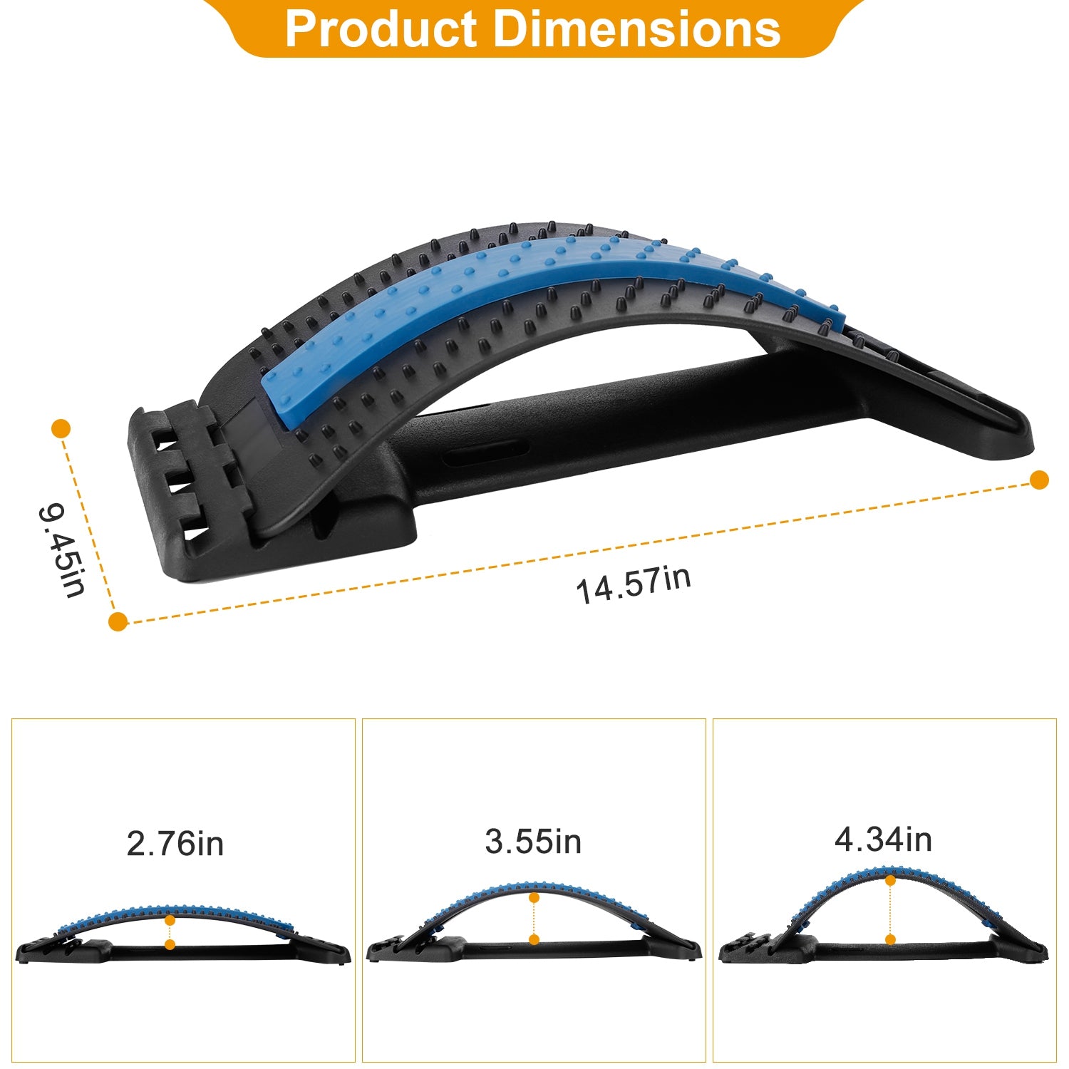 back stretcher product dimensions and arch height options