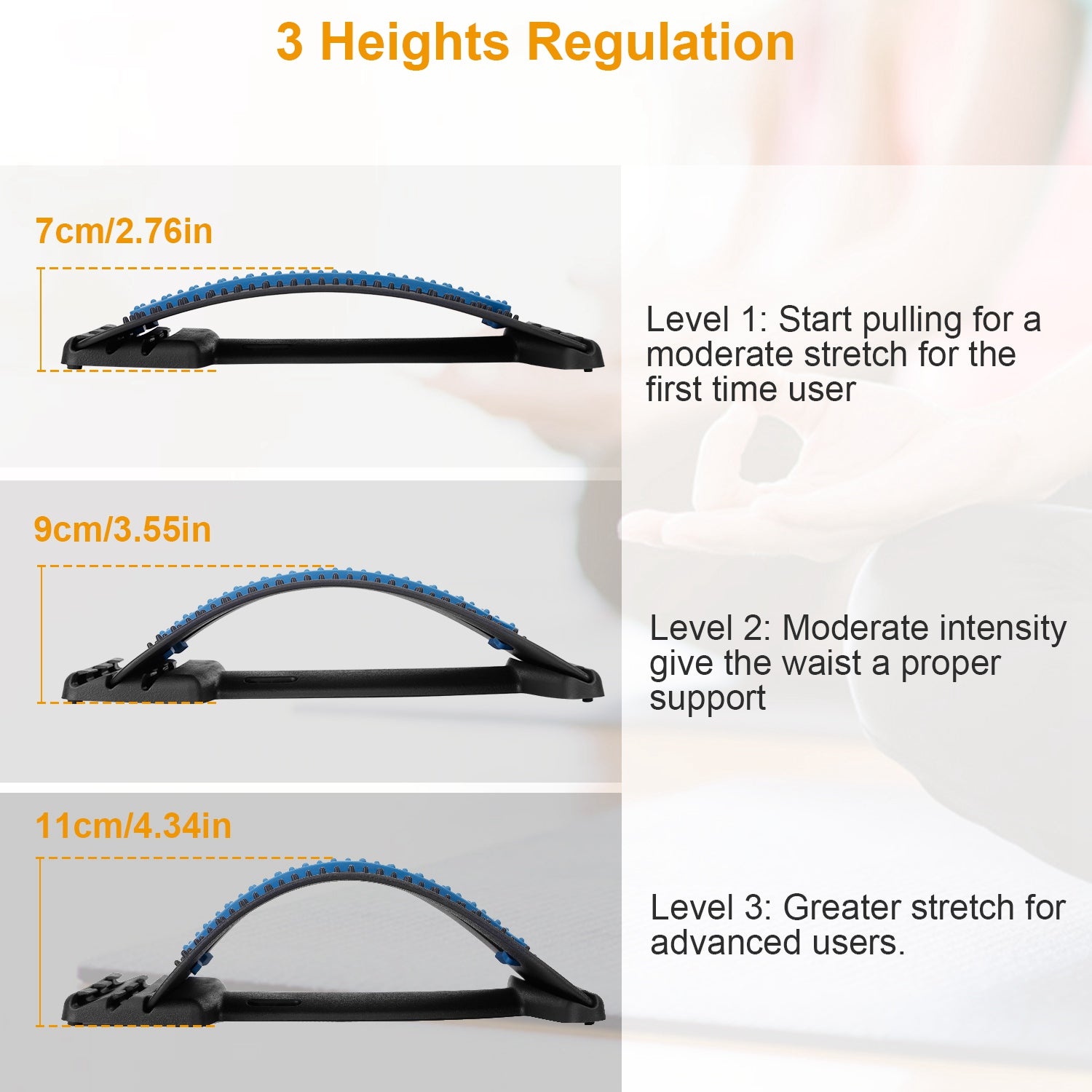 back stretcher three adjustable height levels comparison